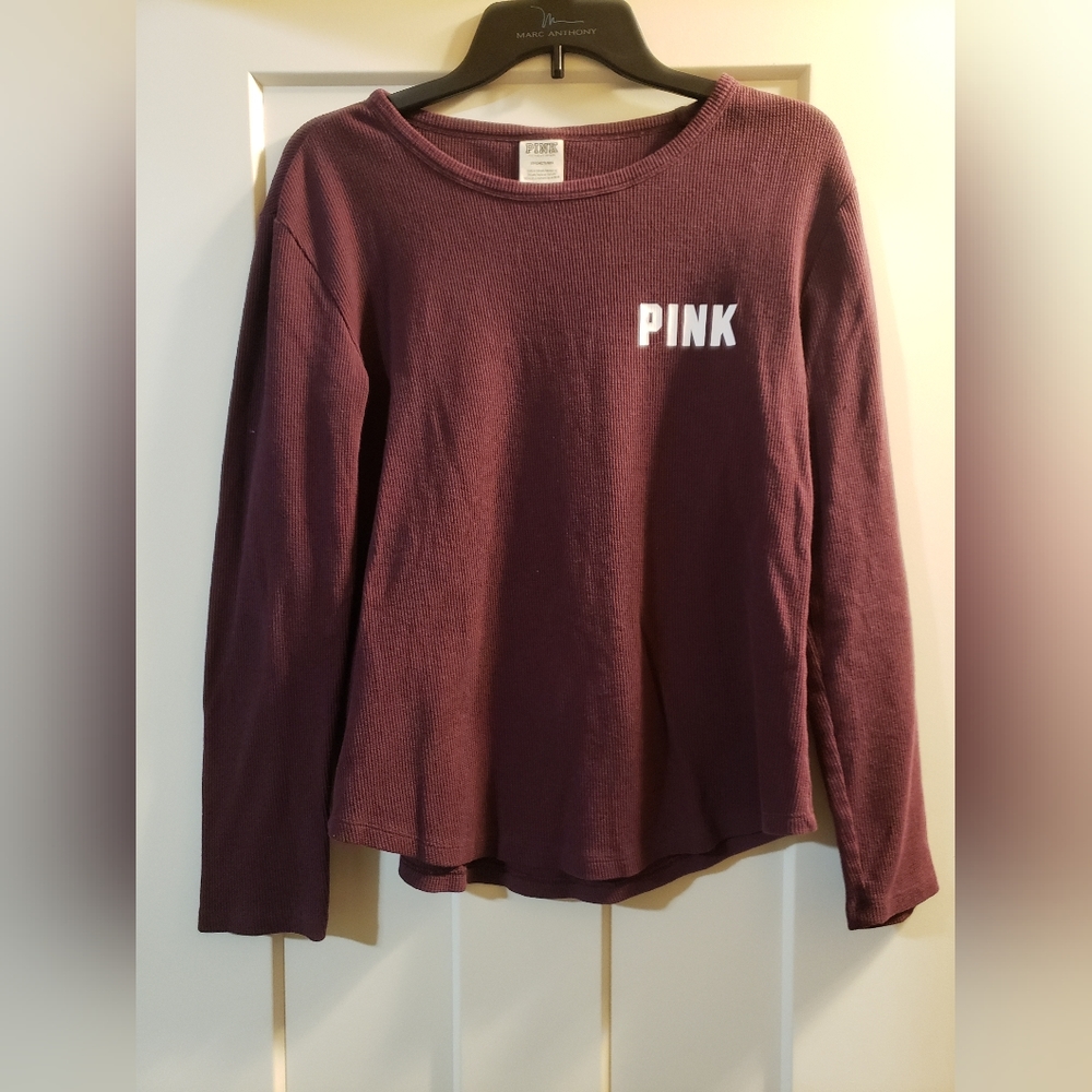 PINK Victoria's Secret Long Sleeve Maroon Lounge Top Size S